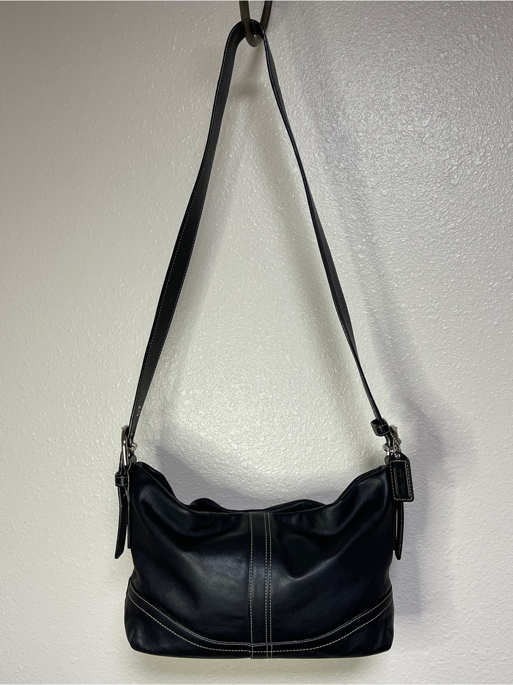 Coach SoHo Hamilton Hobo Bag Black with Contrast Stitching Vintage Y2K